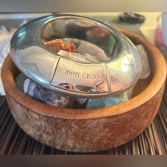 Jimmy Choo Chunky Bangle/ Bag Accessory, Silver - Picture 9 of 13